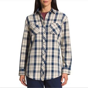 The‎ North Face Valley Twill Flannel Shirt Women’s size Small Gravel Navy Blue